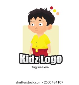 Colorful Kid logo vector illustration for Play School and Toy shop and other use, with dummy text on white background.