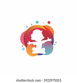 Colorful Kid Playing Logo Vector, Children' Logo Design Template, Logo Design Concept, Logotype Template