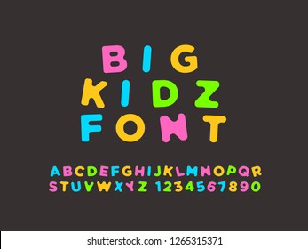 colorful kid rounded font set