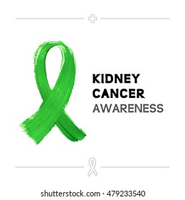 Colorful Kidney Cancer Awareness Ribbon Isolated Over White Background. Vector Poster.