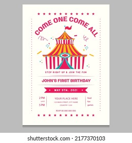 colorful kids birthday party invitation card.