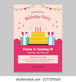 colorful kids birthday party invitation card.