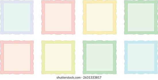 Colorful kids box set. Vector brush painted empty square frames.
