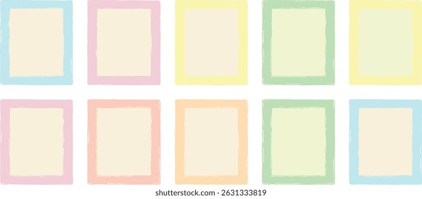 Colorful kids box set. Vector brush painted empty square frames.