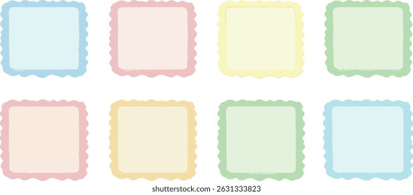 Colorful kids box set. Vector brush painted empty square frames.