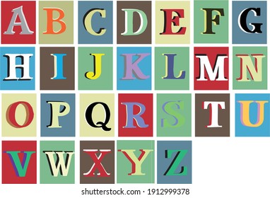 Colorful kids english alphabet - classic english vector font