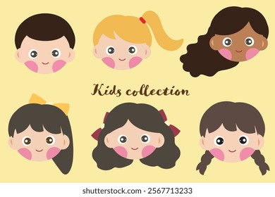 Colorful Kids Faces Collection Illustration