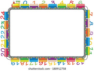 Colorful kids frame with engine and numbers