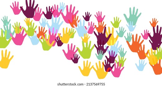 Colorful Kids Handprints Preschool Education Concept Stock Vector ...