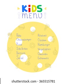 Colorful kids meal menu design vector template