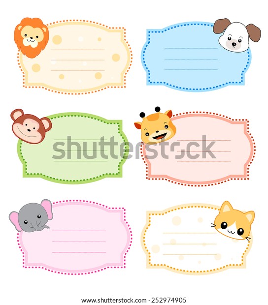 Colorful Kids Name s Labels Cute Stock Vector Royalty Free