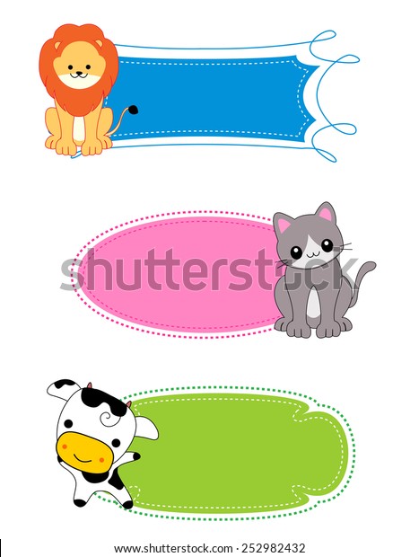 Colorful Kids Name s Labels Frame Stock Vector Royalty Free