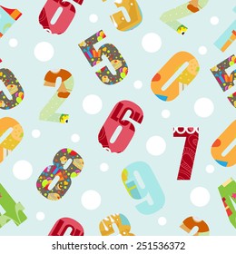 colorful kids number seamless pattern. vector illustration