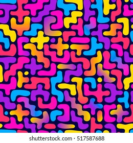 Colorful kids pattern with striking rounded shapes. Nice seamless background for wrapping paper, gift boxes or fabric. Vector illustration.