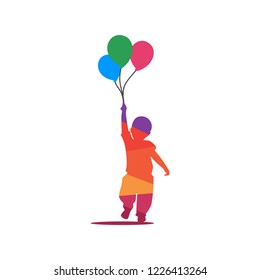 Colorful Kids Playing Balloons Design Inspiration