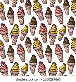 Colorful kids print. Ice cream seamless pattern. Vector background