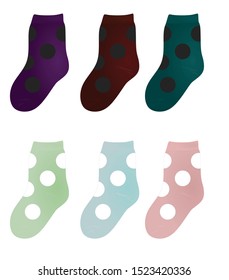 Colorful kids socks set. vector