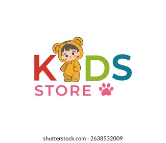 colorful kids store logo design template illustration 