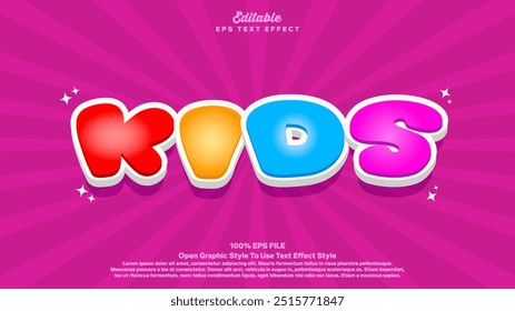 colorful kids text effect, editable text colorful and fun theme.