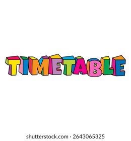 colorful kids timetable cartoon text design vector