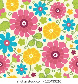Colorful kimono flowers seamless pattern background