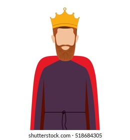 colorful king half body with crown and beard without a face