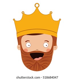 colorful king head with crown and beard