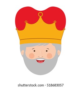 colorful king head with crown and gray beard