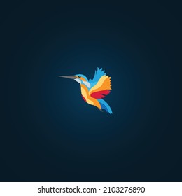  A colorful Kingfisher bird in a blue background.