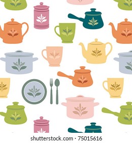 Colorful kitchen seamless pattern