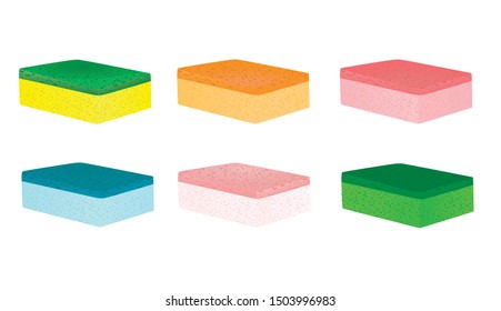 Colorful kitchen sponge set. vector illustration