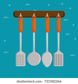 colorful kitchen utensils 