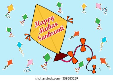 Colorful kite flying for Happy Makar Sankranti in vector