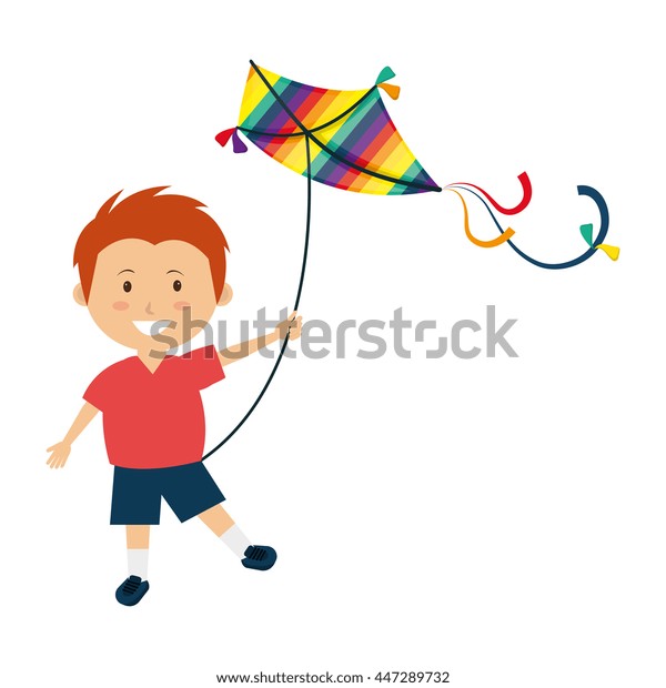 Colorful Kite Flying Over White Background Stock Vector (Royalty Free