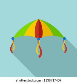 Colorful kite icon. Flat illustration of colorful kite vector icon for web design