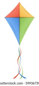 Colorful kite isolated on white background. Vector illustration.