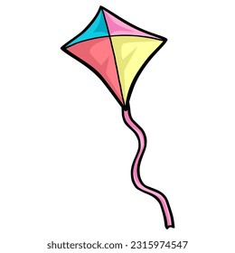 Colorful Kite Multicolored Fun Drawing Illustration Vector