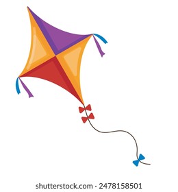 Colorful kite on a white background. Children's toy. Stock vector illustration.