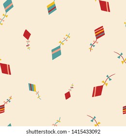 Colorful kite pattern. Vector seamless pattern, can be used for fabrics, wallpaper, web, scrapbooking, card.