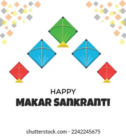 Colorful Kites background for Happy Makar Sankranti holiday in India 
