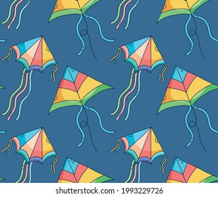 colorful kites flying pattern design