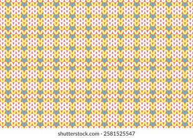 Colorful Knitted Pattern, seamless, crochet, blue, yellow, orange, Festive Sweater Design, vector