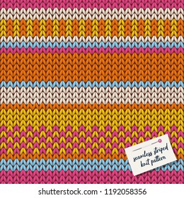 Colorful knitted stripes seamless background pattern. vector illustration.