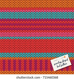 Colorful knitted stripes seamless background pattern. vector illustration.