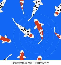 Colorful Koi carp fishes seamless pattern background illustration vector