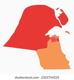 La Colorida Ilustración de Mapa Dividido de Kuwait, puede ser utilizada para diseños de negocios, diseños de presentaciones o cualquier diseño adecuado.
