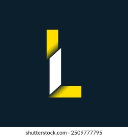 Colorful L Letter Cut Alphabet Typography Logo, L Letter Paper Shape Minimal Logo Sign, L Character Logo Symbol