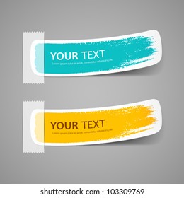 Colorful label brush stroke, vector illustration