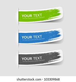 Colorful label brush stroke, vector illustration