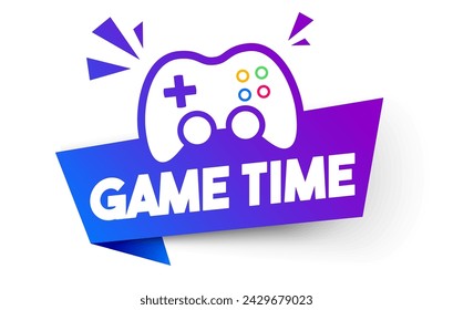 Colorful Label With Joypad Icon And Text Game Time